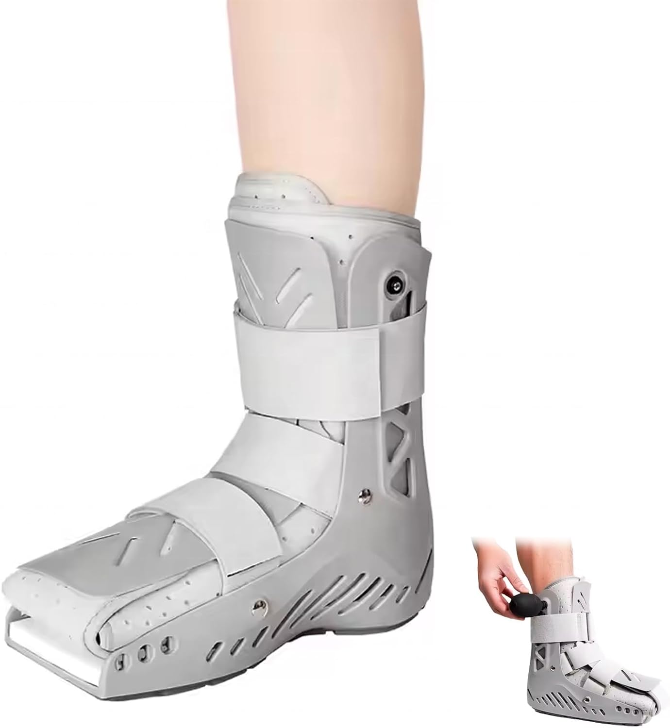Inflatable Walker Boot, Fracture Walking Boot with Dual Independent Airbags & Double Perforation Design, Anti-Slip & Shock Absorption, for Foot Injuries, Ankle Sprains, Fracture Recovery Support