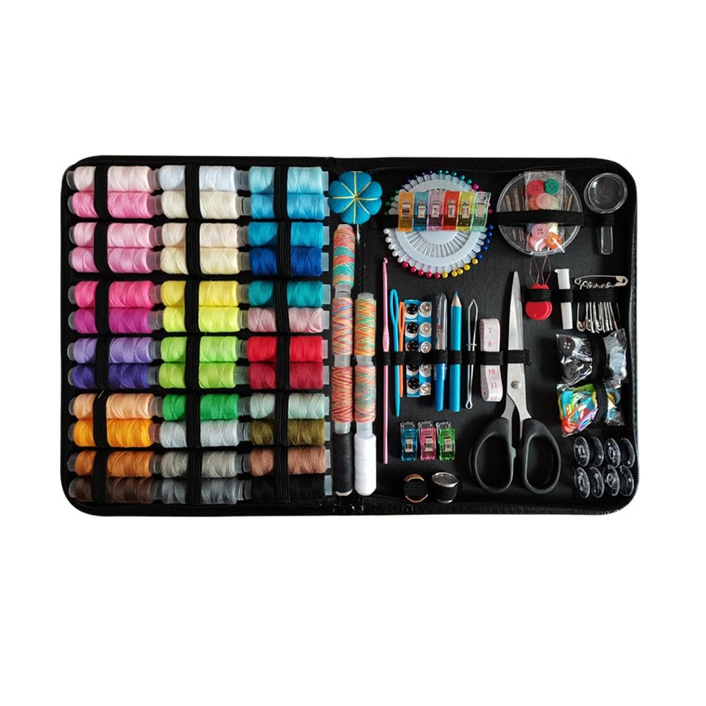 Kit de Costura de Tela Hecho a Mano con Hilo de Color, Caja de Costura portátil Multifuncional para Viaje