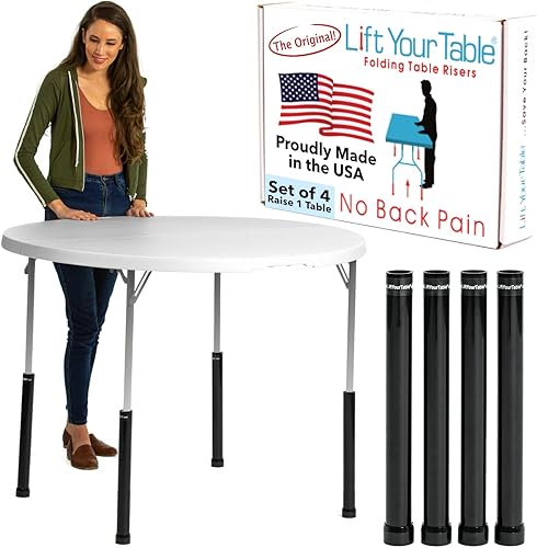 Miniatura 15 de Lift Your Table® Elevadores de mesa plegables, altura de barra (pie móvil), fabricados en los Estados Unidos, resistentes, resistentes, portátiles,