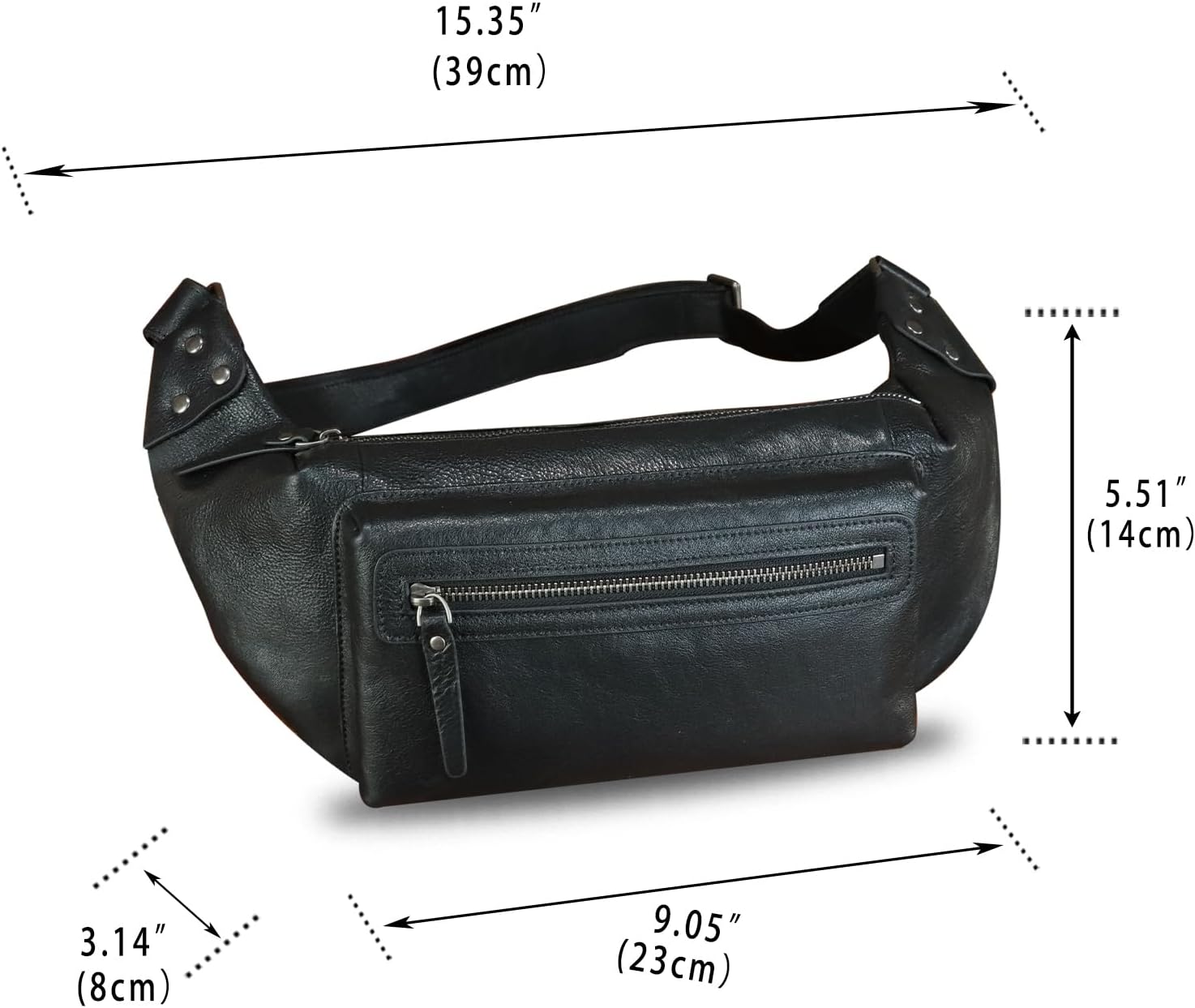 LRTO Genuine Leather Fanny Pack for Men and Women Waist Bag Hip Bag Real Leather Fanny Bag Sling Bag Crossbody Bags Chest Purses (Black), LRTO-15023