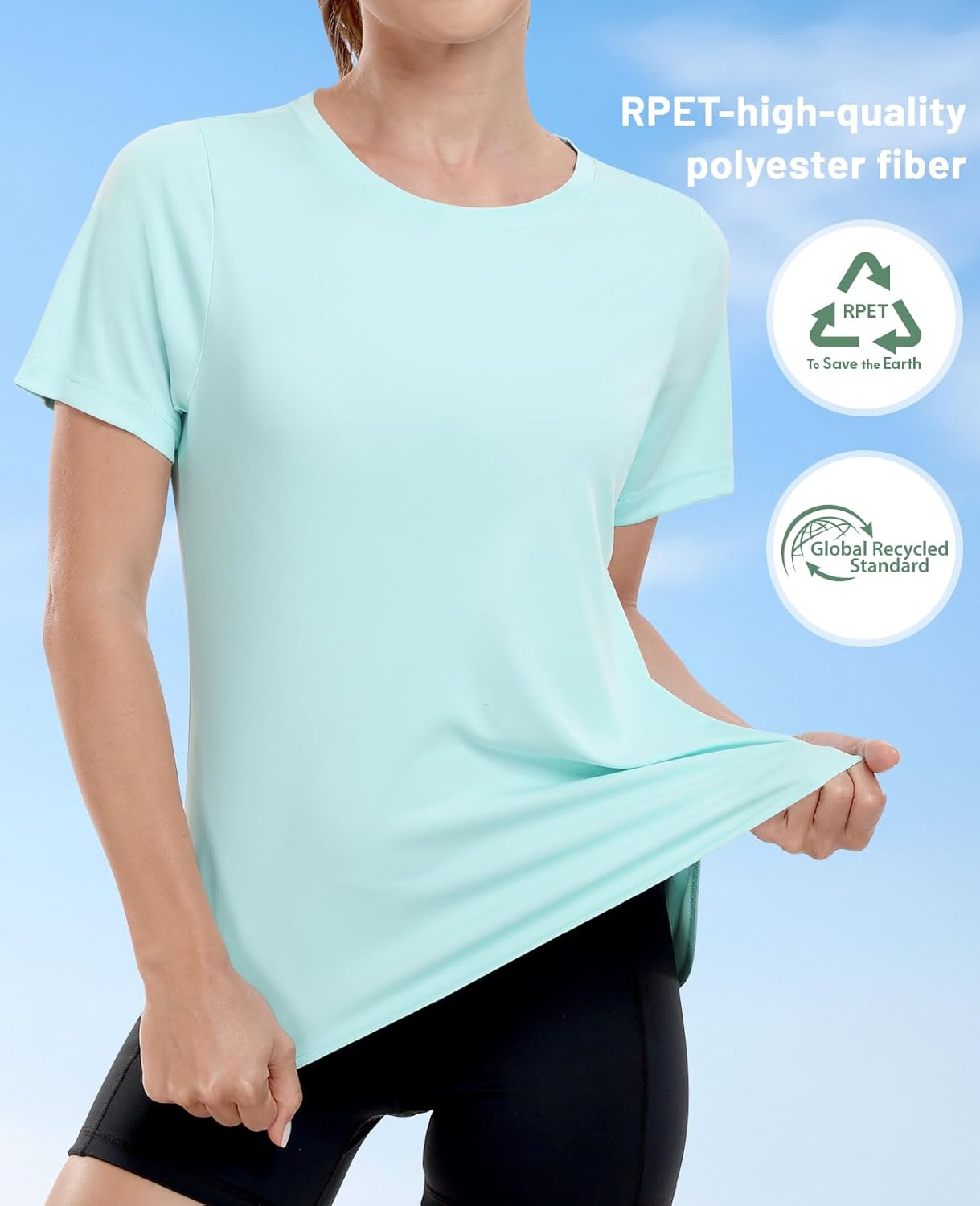 MIER Womens UPF 50+ Sun Protection Workout Tops Short Sleeve UV SPF T-Shirts for Athletic Gym Exercise Yoga, Dry Fit - Image 4