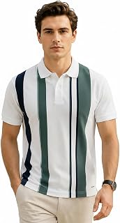 GODFREY Striped Tshirt Shirts Men Cotton Polo T Shirt for Man with Pocket - Regular Fit Half Sleeve Collar T Shirts for Men Price In India