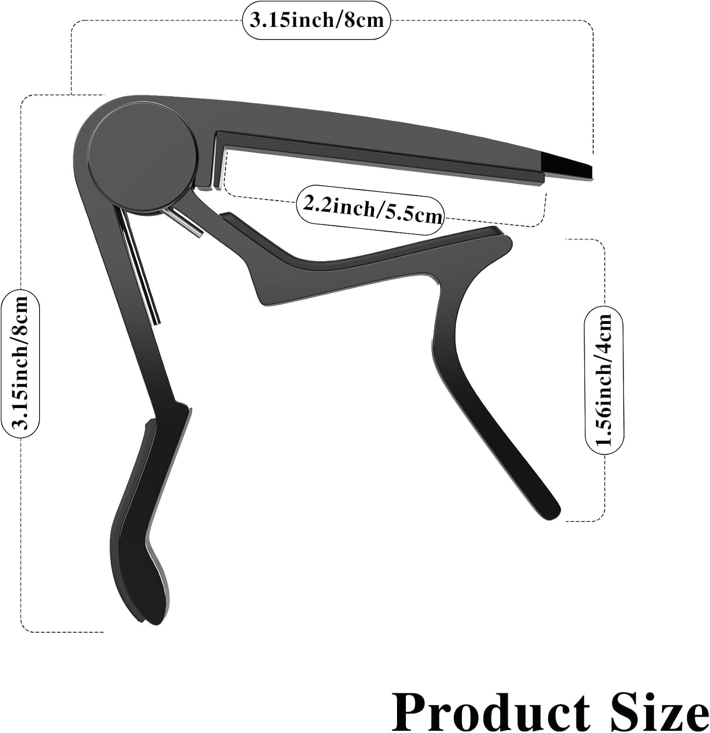 Capo, Guitar Capo with Pick Holder and 5 Picks, Guitar Clamp, Guitar Kapo, Capo for Acoustic & Electric Guitar, Ukulele, Banjo, Mandolin (Black & Black)