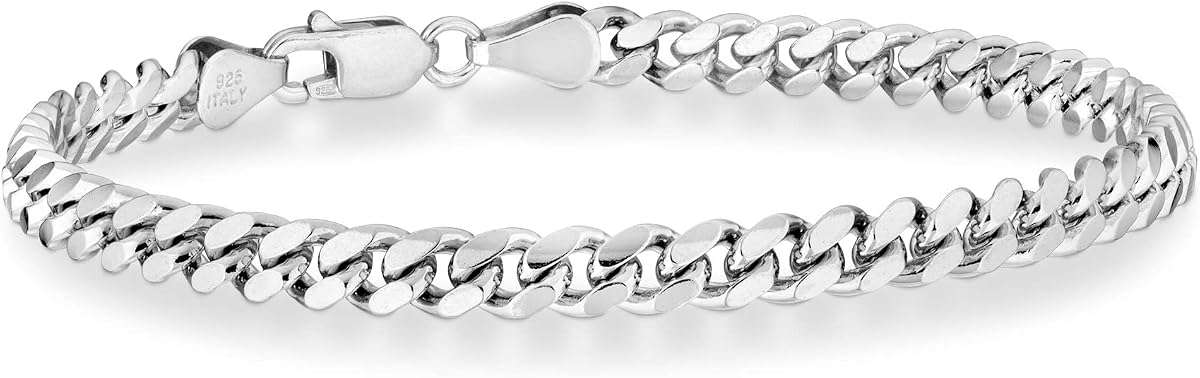 Pulsera de cadena de eslabones cubanos de plata de ley 925 gruesa italiana para hombres