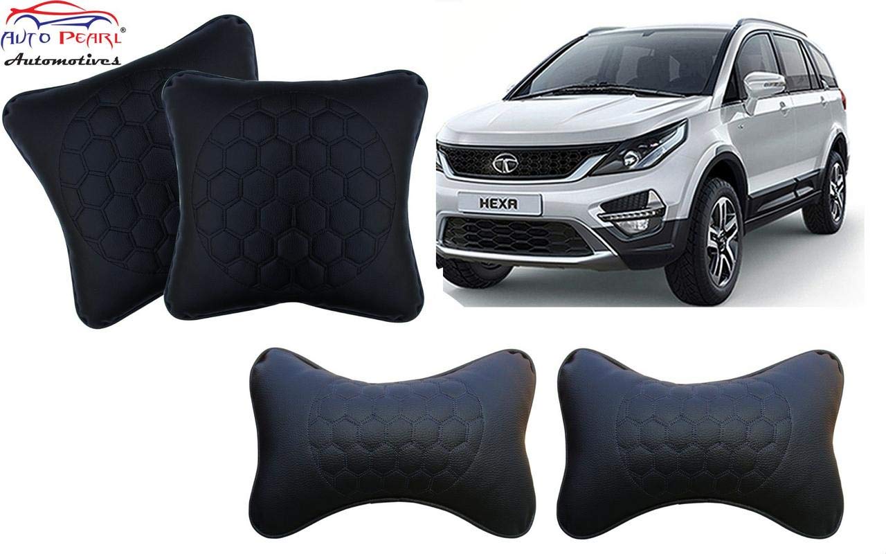 Auto Pearl Black Blue Ball Neck Rest with Cushion Set of 4 Pcs for Tata Hexa