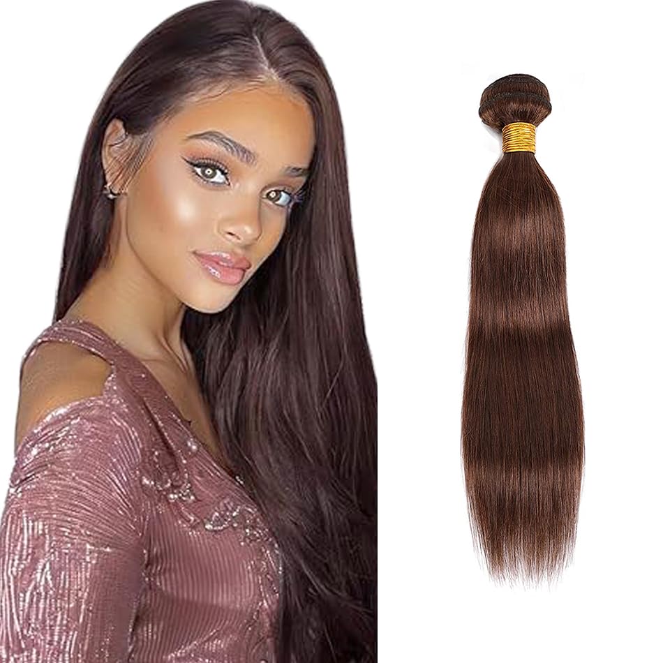 Zeslaerr 28 Inch #4 Chocolate Brown Color Human Hair Bundles Straight Weave 1 Bundle 100g Glueless Unprocessed Virgin Double Weft Human Hair Extension For Women