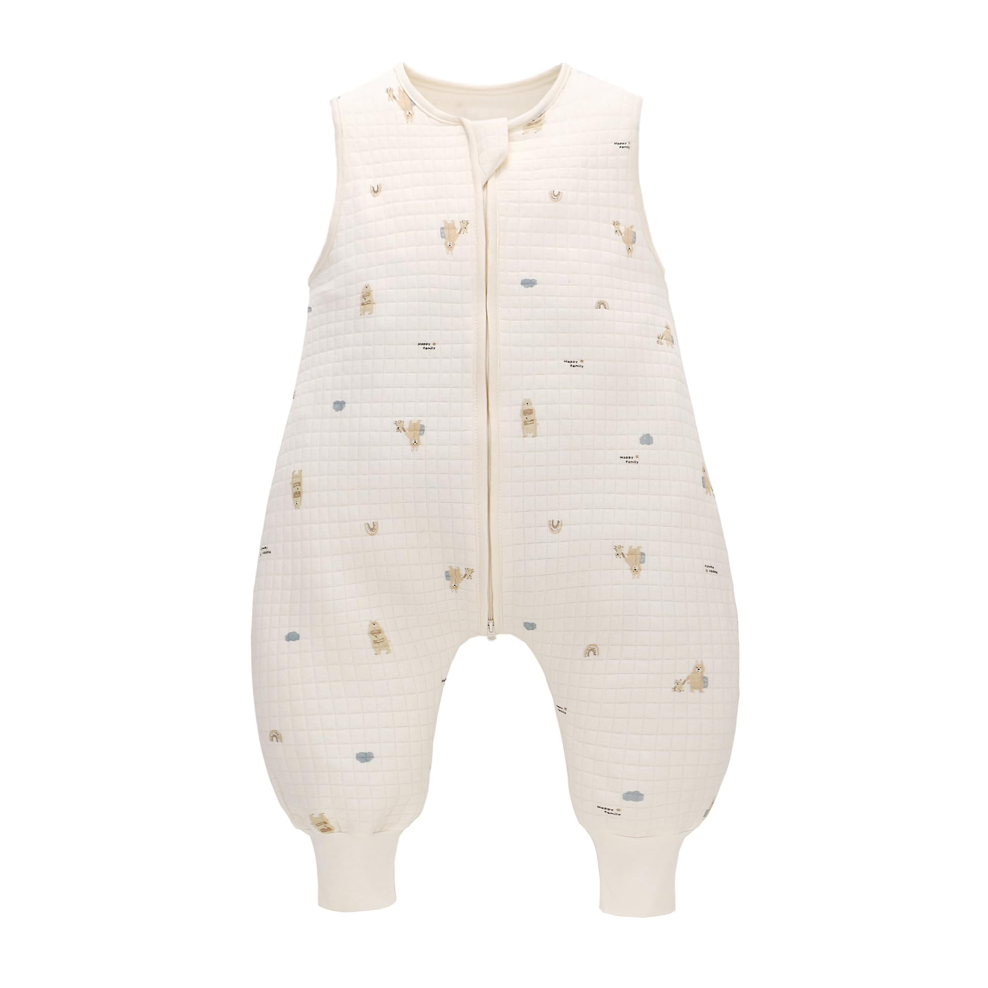 Baby Schlafsack mit Füßen 1.0 TOG Schlafsack 100% Baumwolle Ganzjahres Schlafsack Babyschlafsack mit Beinen (Kaninchen, M/1-2T)