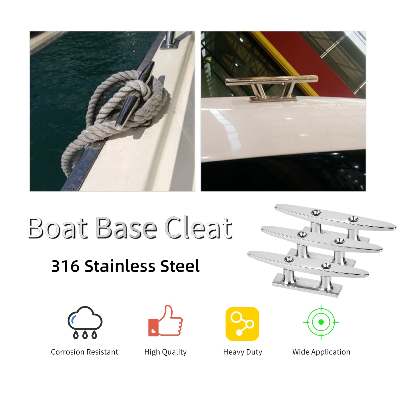Taquet De Base En Acier Inoxydable 316 Goick – 4 Tailles Dispo, Finition Miroir, Solide Et Anti-rouille Pour Bateau