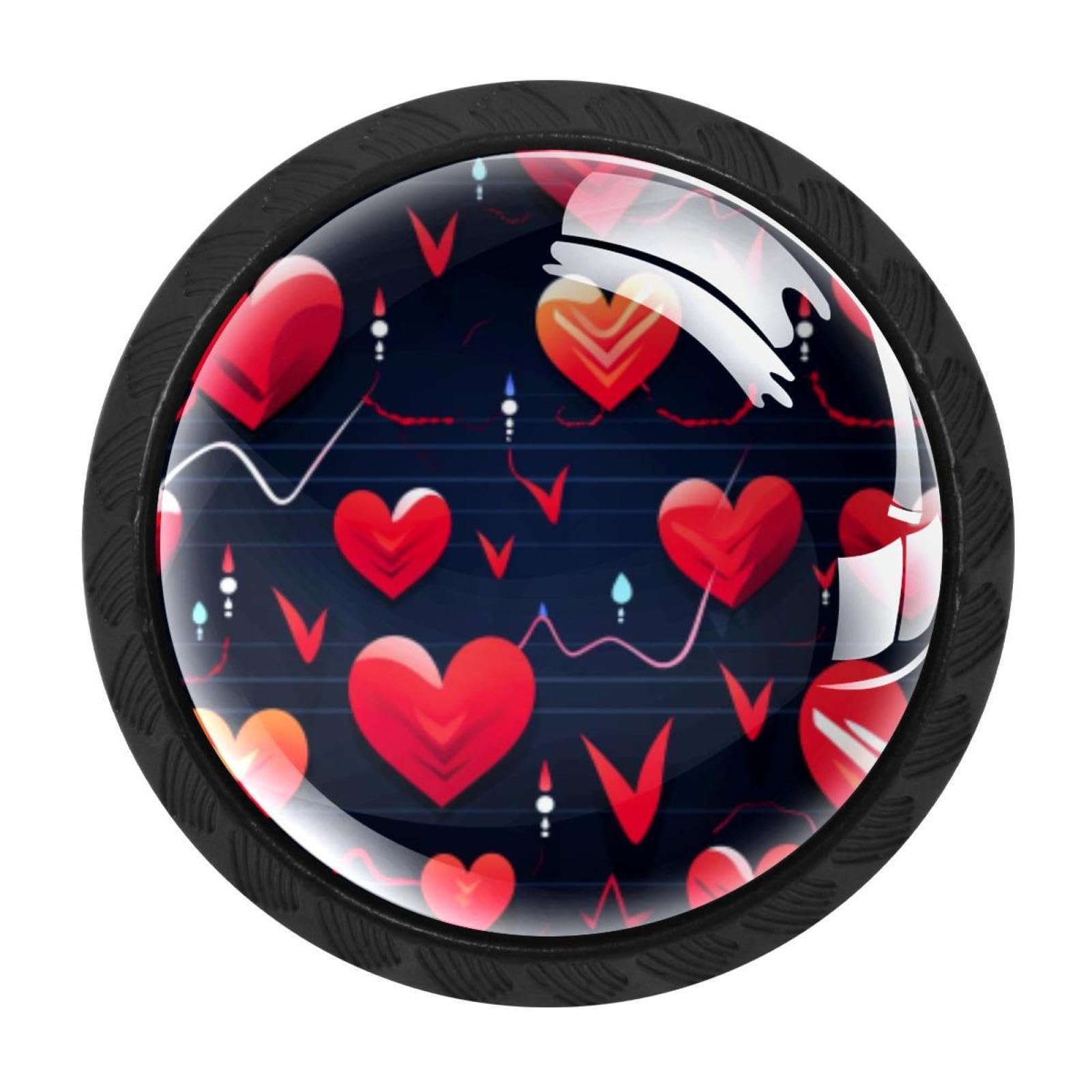 Chenzzzz Multicolored 08 Valentine's Day Love Heartbeat Drawer Knobs Pull Handle Crystal Glass Circle Shape Cabinet Drawer Pulls Cupboard Knobs With Screws For Kitchen Cupboard Dresser Wardrobe Etc