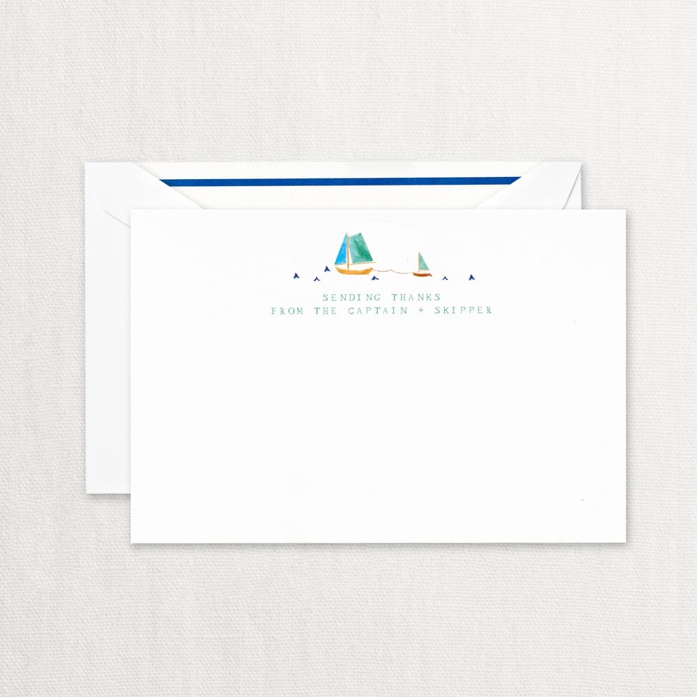 Crane & Co. "Sending Thanks From the Captain" Baby Thank you Card With Lined Envelopes- Pack of 20