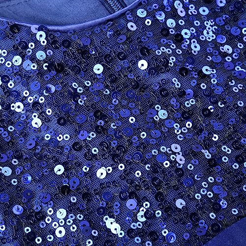 Jerrisapparel Little Girls' Sequin Mesh Flower Ball Gown Party Dress Tulle Prom (3T, Navy Blue) #TOP4