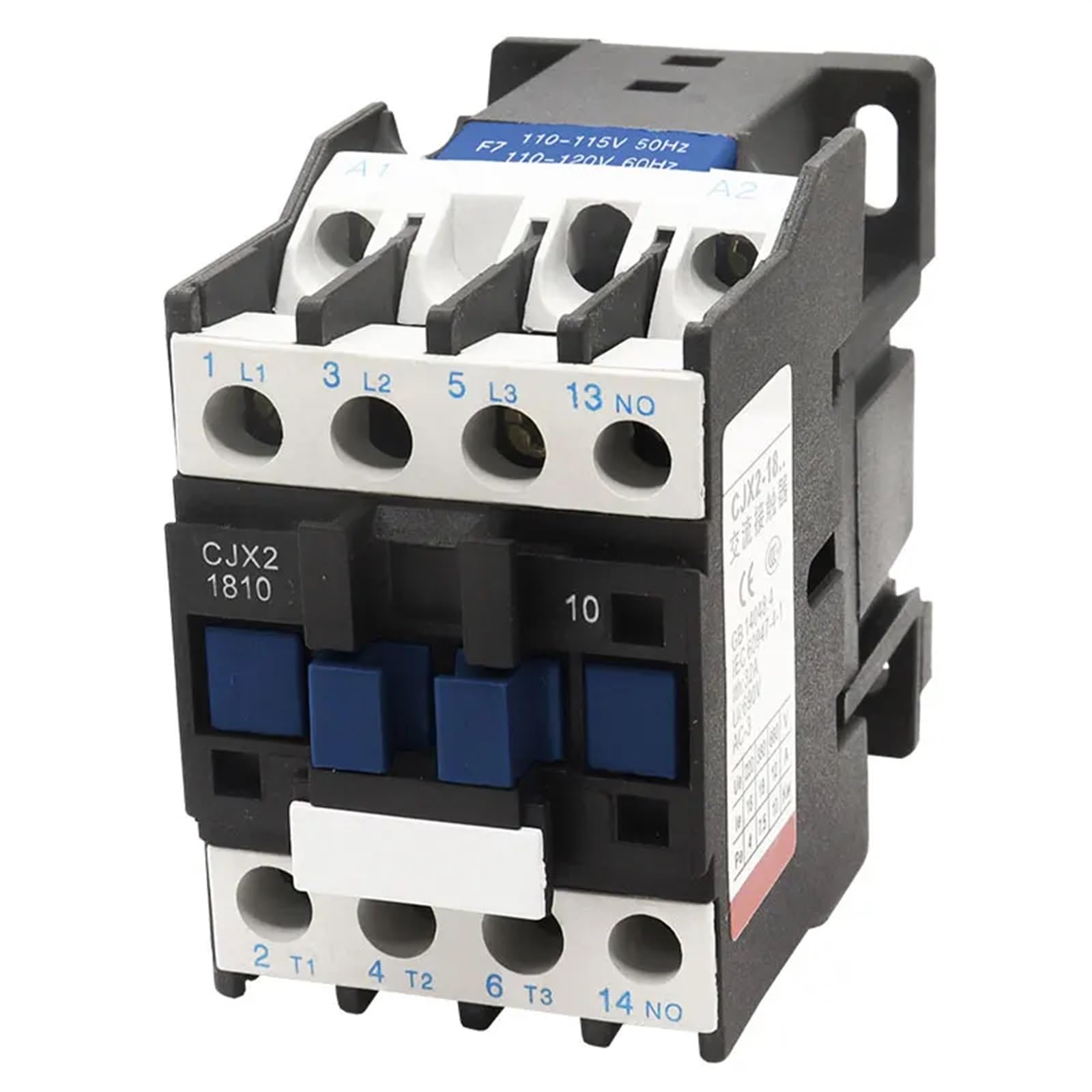 CJX2-1810 Contattore motore CA su guida Din 18A 3 poli 3 fasi 50/60 HZ Interruttore contattore Tensione di controllo 220 V/380 V/110 V 1 pz(CJX2-1810 AC220V)