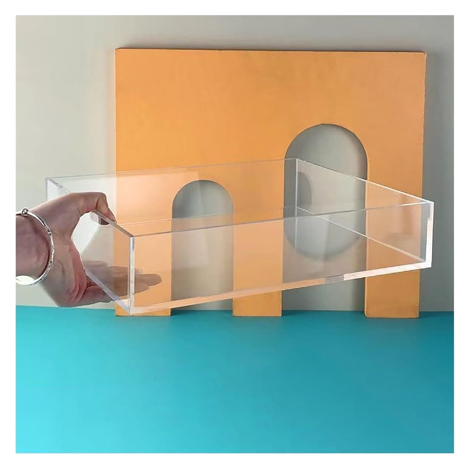 Depósito de agua para fotografía dinámica, Tamaños múltiples de acrílico claro del tanque agua for el almacenamiento la exhibición tiroteo(20x15cm(7.9x5.9in))
