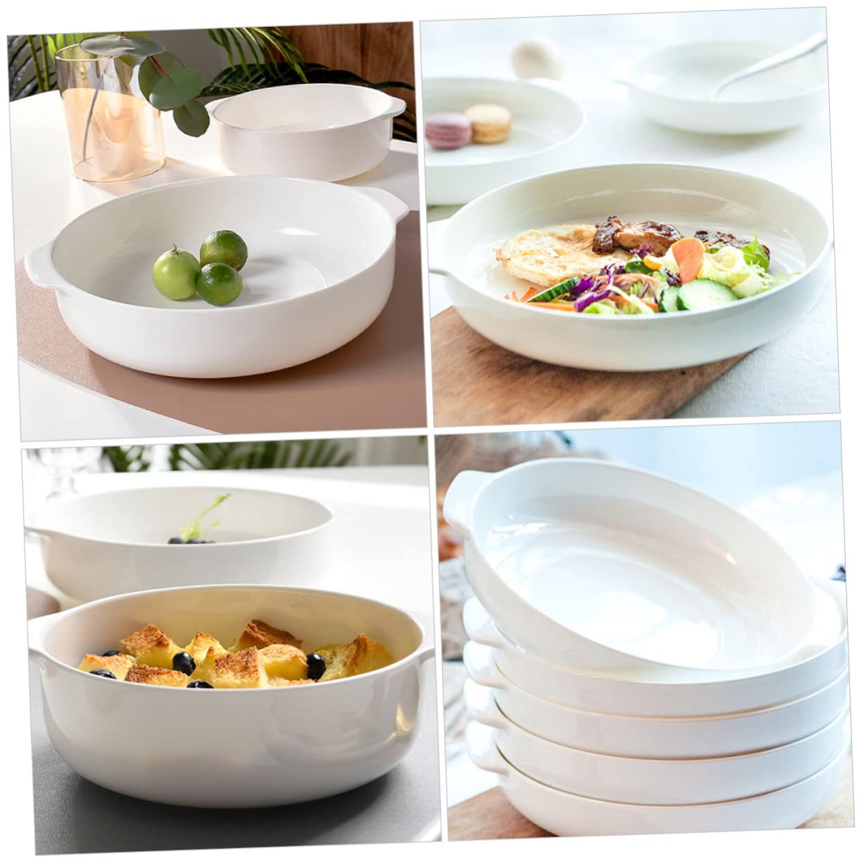 COLLBATH Large Baking Dish with Handles Pie Dish for Loaf Pans Casserole Decorative Salad Plate