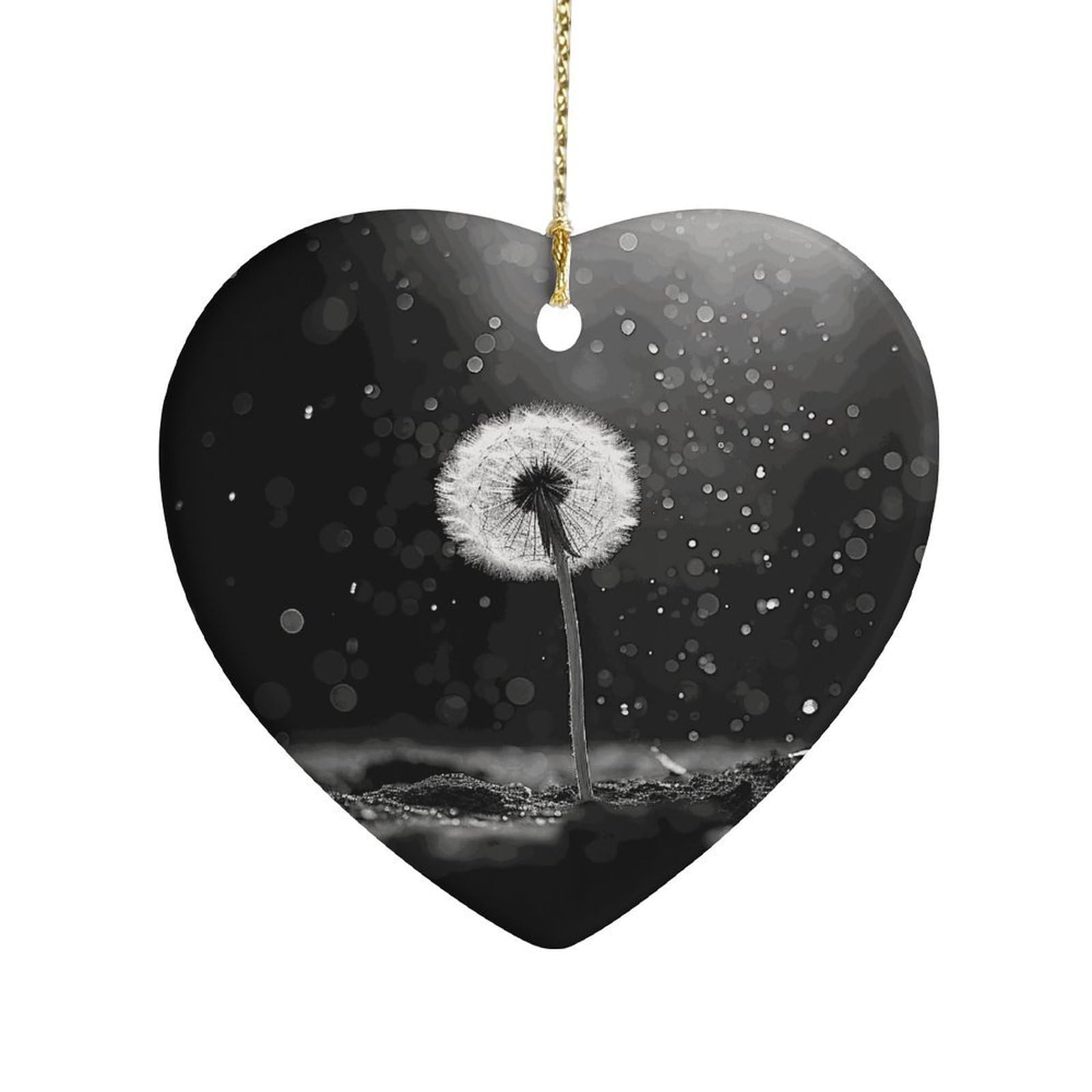 Fekiloot Style Dandelion Black And White Ceramic Ornament Home Decor Keepsake