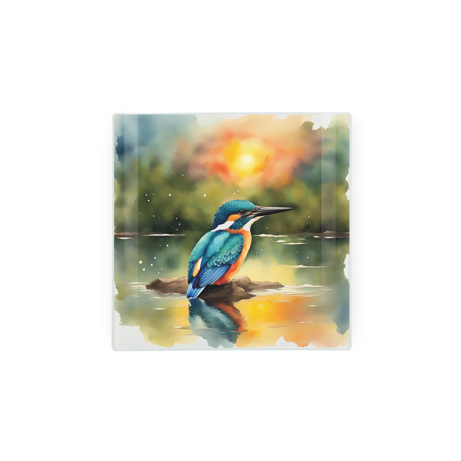 Kingfisher Hot Pot Stand Trivet, British Wildlife Art Glassware Gift/Present