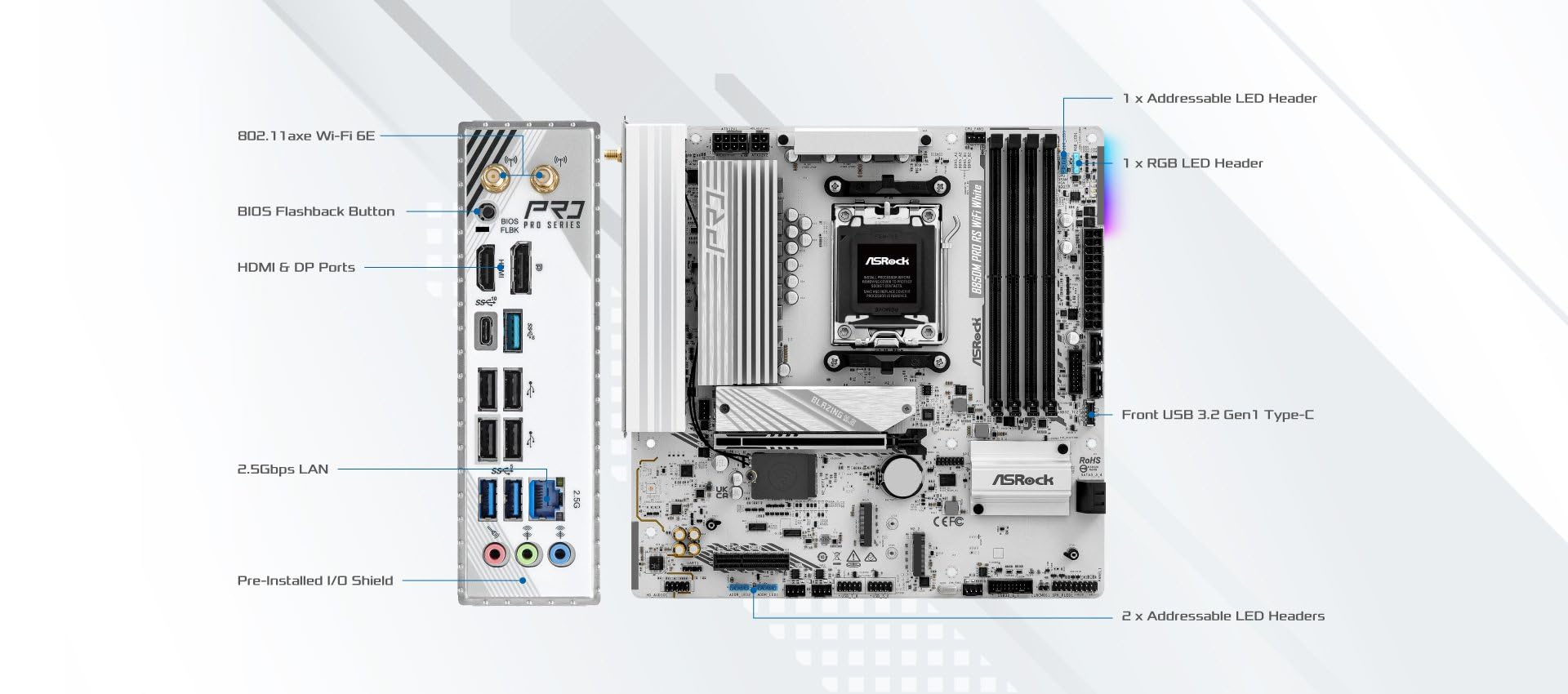 Amazon | ASRock B850M Pro RS WiFi ホワイト AM5 Micro-ATX
