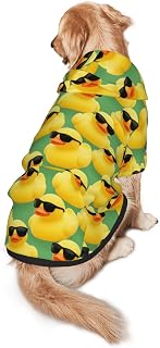 Basic Big Dog Hooded Hoodie, Cute Rubber Ducky with Sunglasses Full Belly Coverage Pullover Coat for German Shepherd, French Bulldog, Holiday, S-2XL