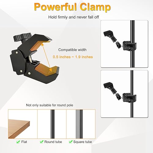 Miniatura 3 de Soporte de micrófono con abrazadera de cangrejo de micrófono, abrazadera de poste de tubo de escritorio con ajuste de cabeza de bola doble, rosca de
