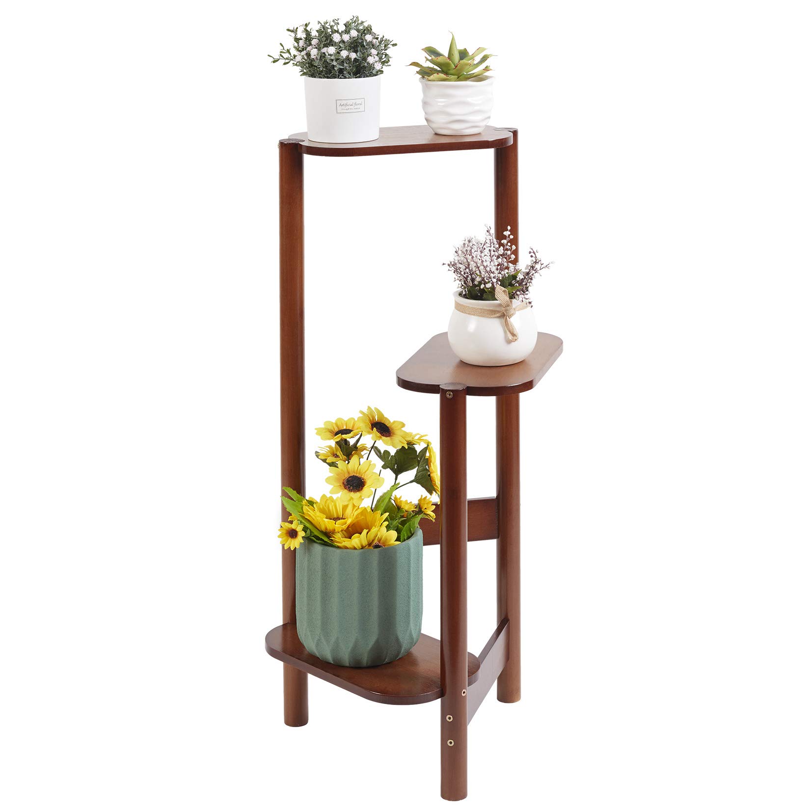 unho 3Tier Bamboo Plant Stand Corner Shelf Flower Bonsai Pot Display