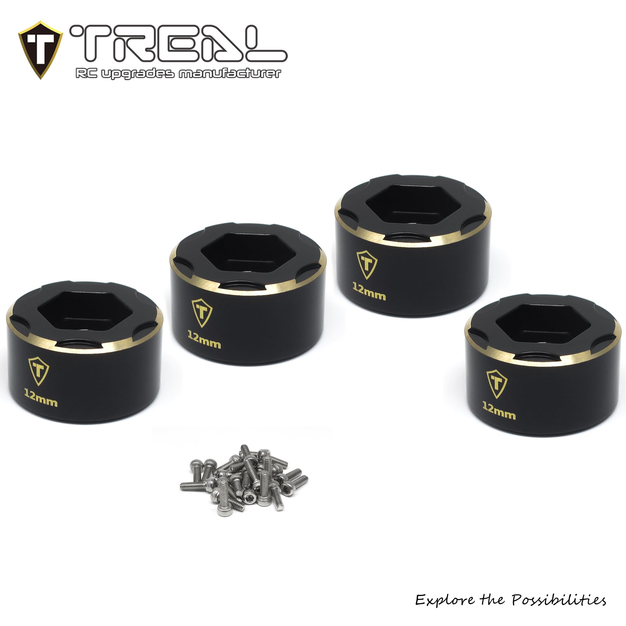 TREAL 2.2 Wheel Hubs Brass Weights Extended Spacers Widen Adapters Compatible with 1/10 RC Crawlers (12mm)