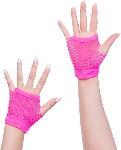 Miniatura 4 de Alvogimor Guantes de red, guantes de malla sin dedos, guantes de muñeca de nailon elástico para mujer, fiesta temática de los años 80, Halloween