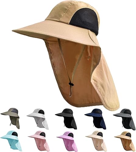 Sombrero de sol para hombres y mujeres con solapa para el cuello, protección UV UPF 50+, sombreros de pesca para senderismo, sombrero de ala ancha