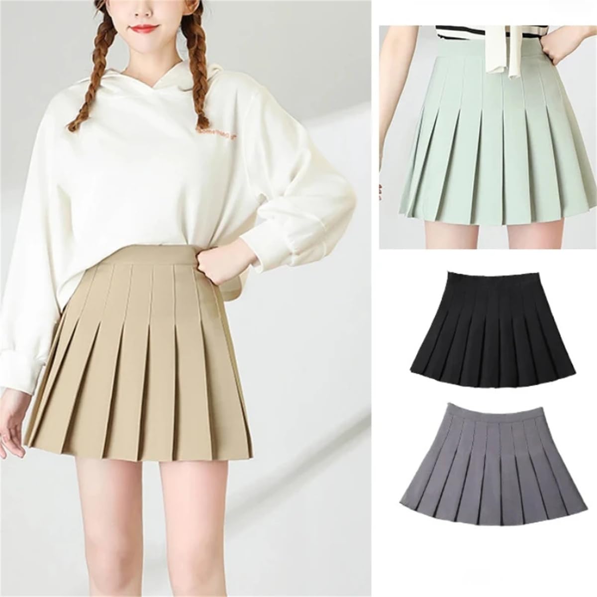 Gonna da Donna Mini Gonna A Pieghe Marrone Moda Estiva per Ragazze