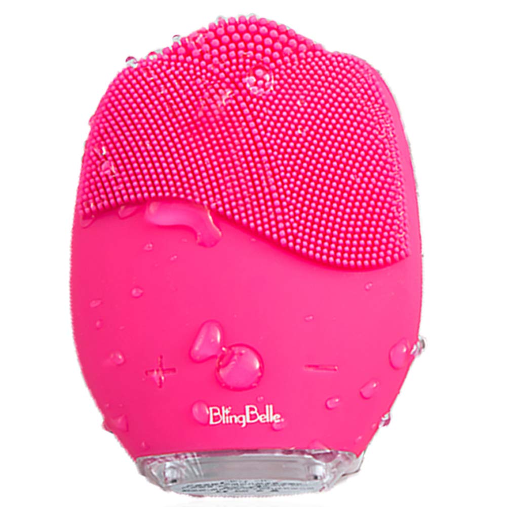 Electric Silicone Facial Cleanser Brush Five Gear Adjustment Vibration Waterproof Sonic Face Brush(Rose)