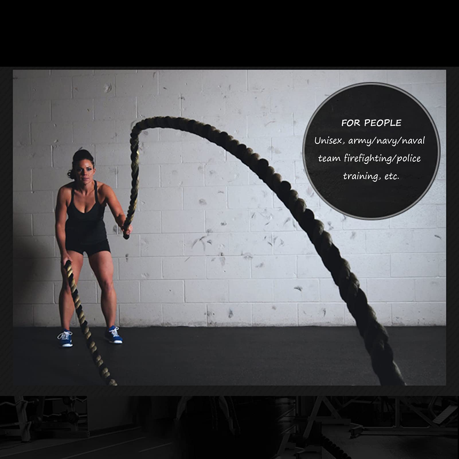 Poly Dacron Battle Rope, Krafttrainingsseil mit Schutzhülle, Kämpfende Fitnessseile für Arme, Ganzkörper-Trainingsgeräte (Size : 15m)