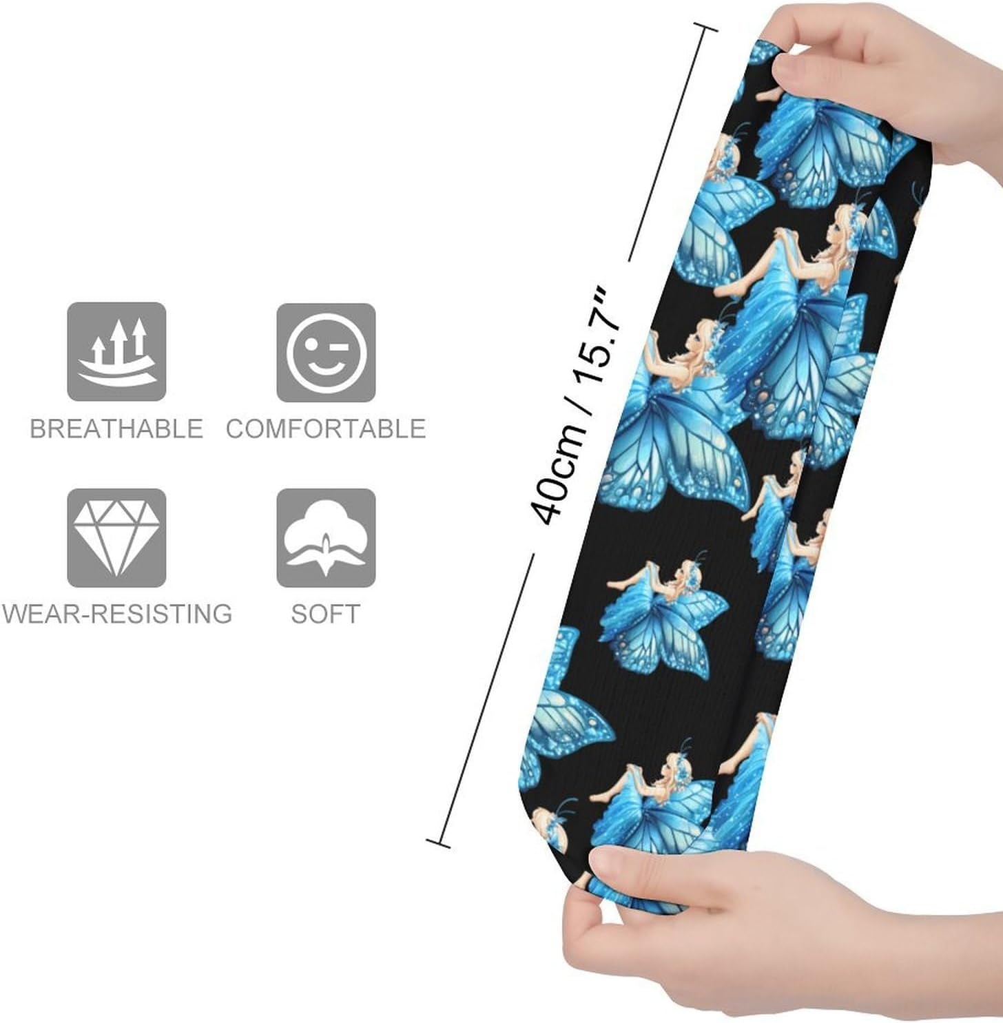 Fairy Butterfly Knee High Socks Casual Long Stockings Over Calf Sock Tube for Women Men