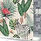 SDOTPMT 180x180cm Flamingo Duschvorhang Tropisch Palme Grüne Blätter Bananenblatt Pferd Badevorhang Sommer Thema Badewanne Vorhang Stoff Polyester Wasserdicht für Badezimmer mit Haken