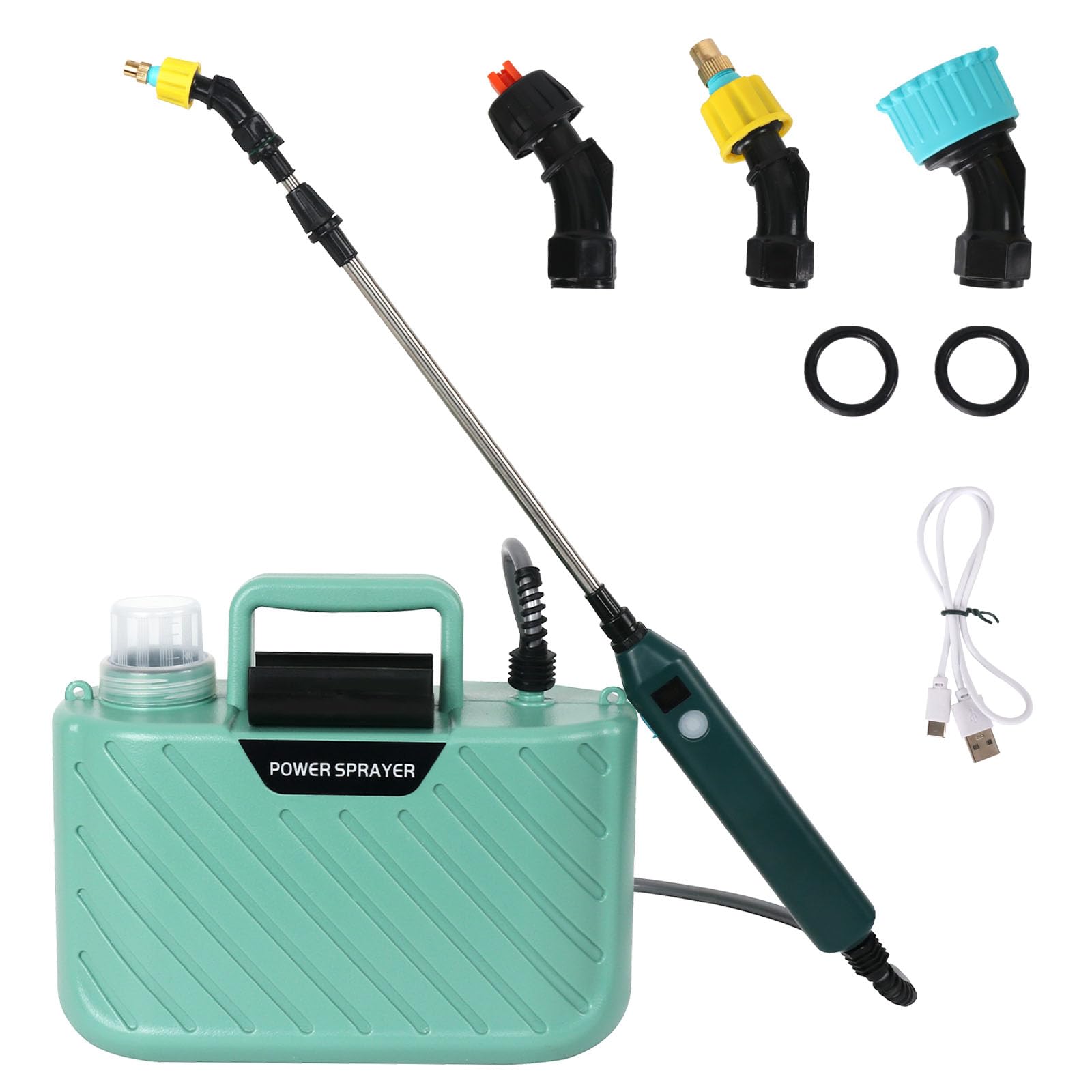 Pompa Elettrica 5L per Giardino Piante Pompa a Spalla Pompa Irroratric a Batteria USB Ricaricabile Nebulizzatore a Batteria con LCD (Verde)