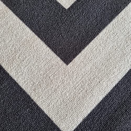 Image of Matz&More Anti Slip Kitchen Runner & Doormat Combo (50x120cm + 40x60cm), Nylon Tufted Floor Mat with Rubber Backing, Carpet for Kitchen, Hallway, Bedroom, Bathroom, Geometric Beige Black