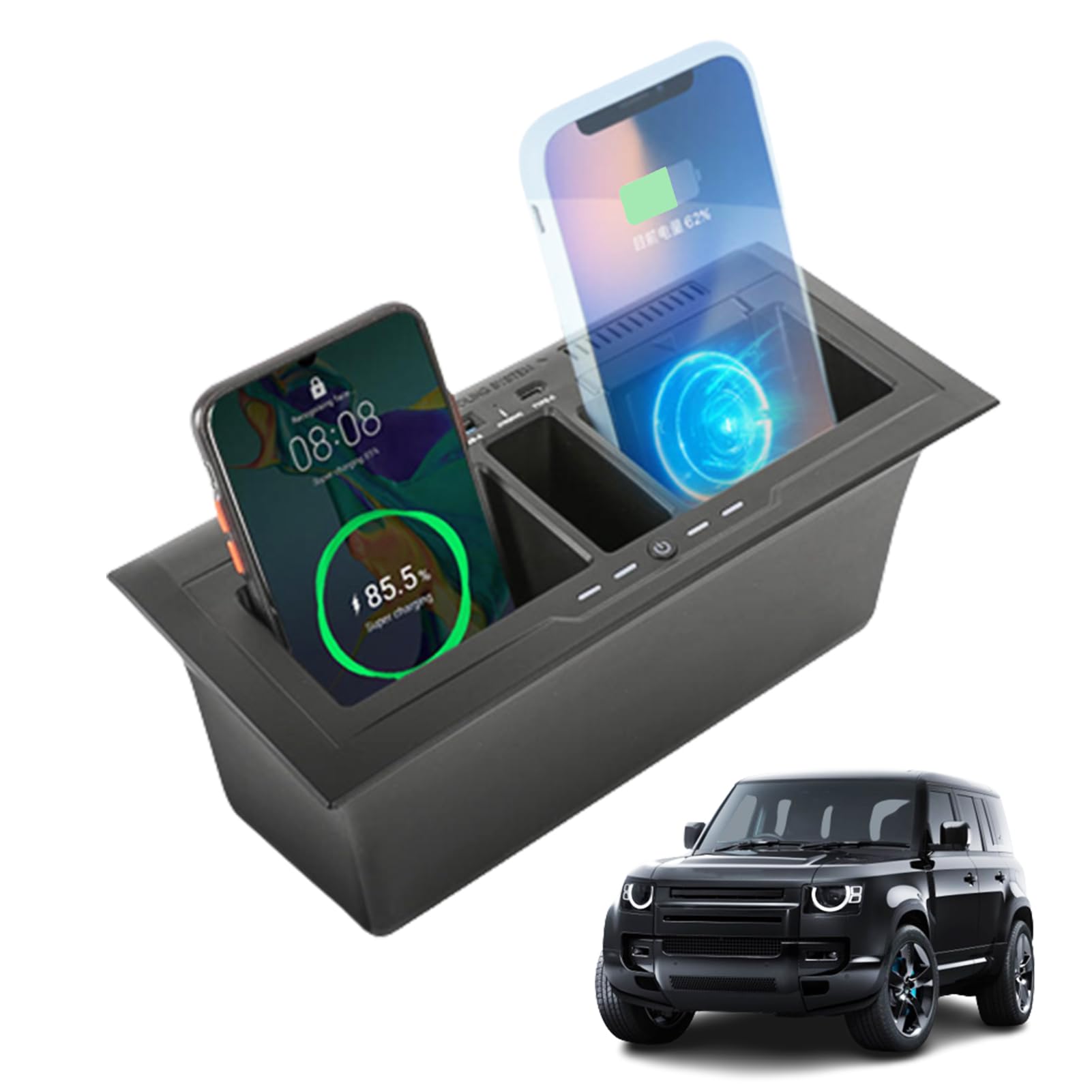 Nuevo 2024 Cargador inalámbrico Dual, Cargador rápido de Consola Central de 15 W, Placa de Cargador inalámbrico Dual para automóvil para teléfonos móviles Que admiten Carga inalámbrica
