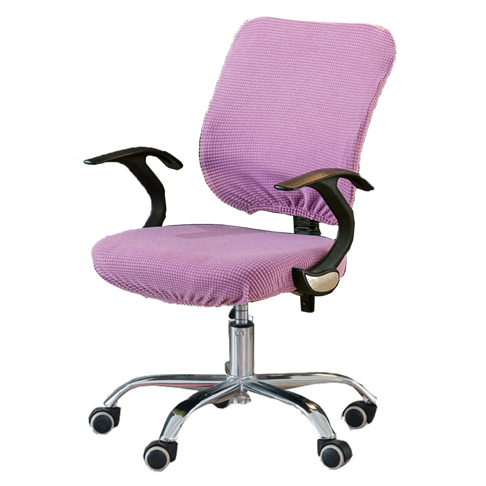 Housse de chaise de bureau lavable et amovible, tissu extensible violet anti-poussière