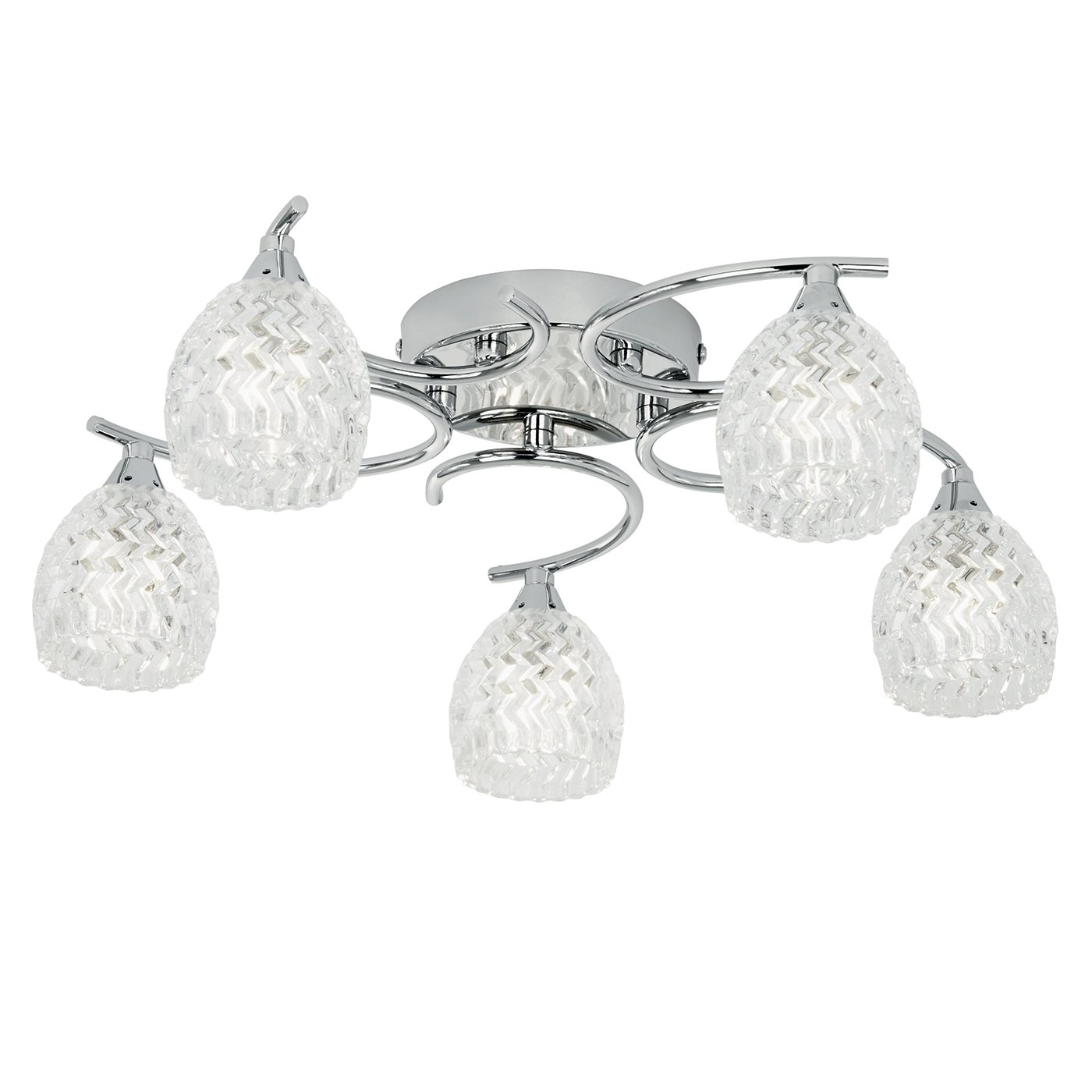 B&Q -  Luminosa Boyer 5 Light Semi Flush Multi Arm Ceiling Light ChromeG9