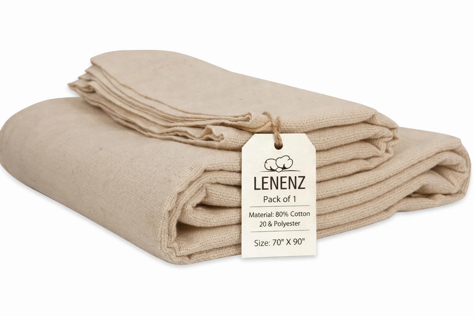 Lenenz Cotton Blended Hospital Patient Bath Blanket, Bed Bath Sheet, Lightweight Sheet Blankets, (Un Bleached, 70 x 90'')