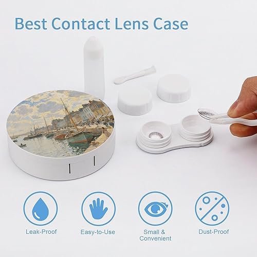 Miniatura 3 de Estuche para lentes de contacto Travel Village Harbor View Print Contact Cases Box con solución de espejo, aplicador de botellas, kit de