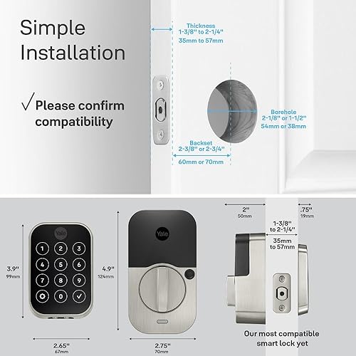Miniatura 8 de Yale Assure Lock 2 Touch - Cerradura de puerta de entrada inteligente sin llave de bronce aceitado con teclado táctil conectado Wi-Fi y escáner de