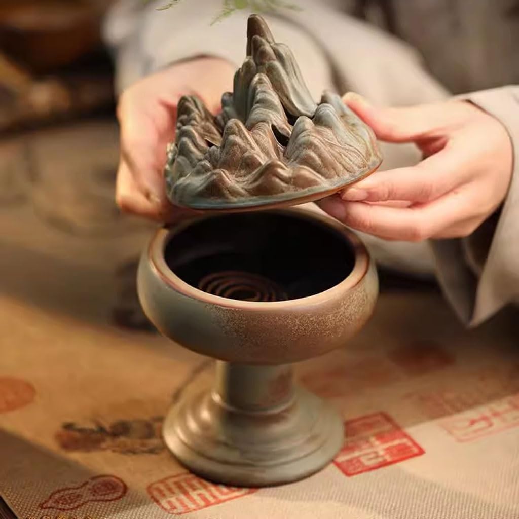 Incense Holder Retro Ceramic Aromatherapy Burner Household Agarwood Coil Incense Zen Incense Seal Incense Burner Incense Cone Holder