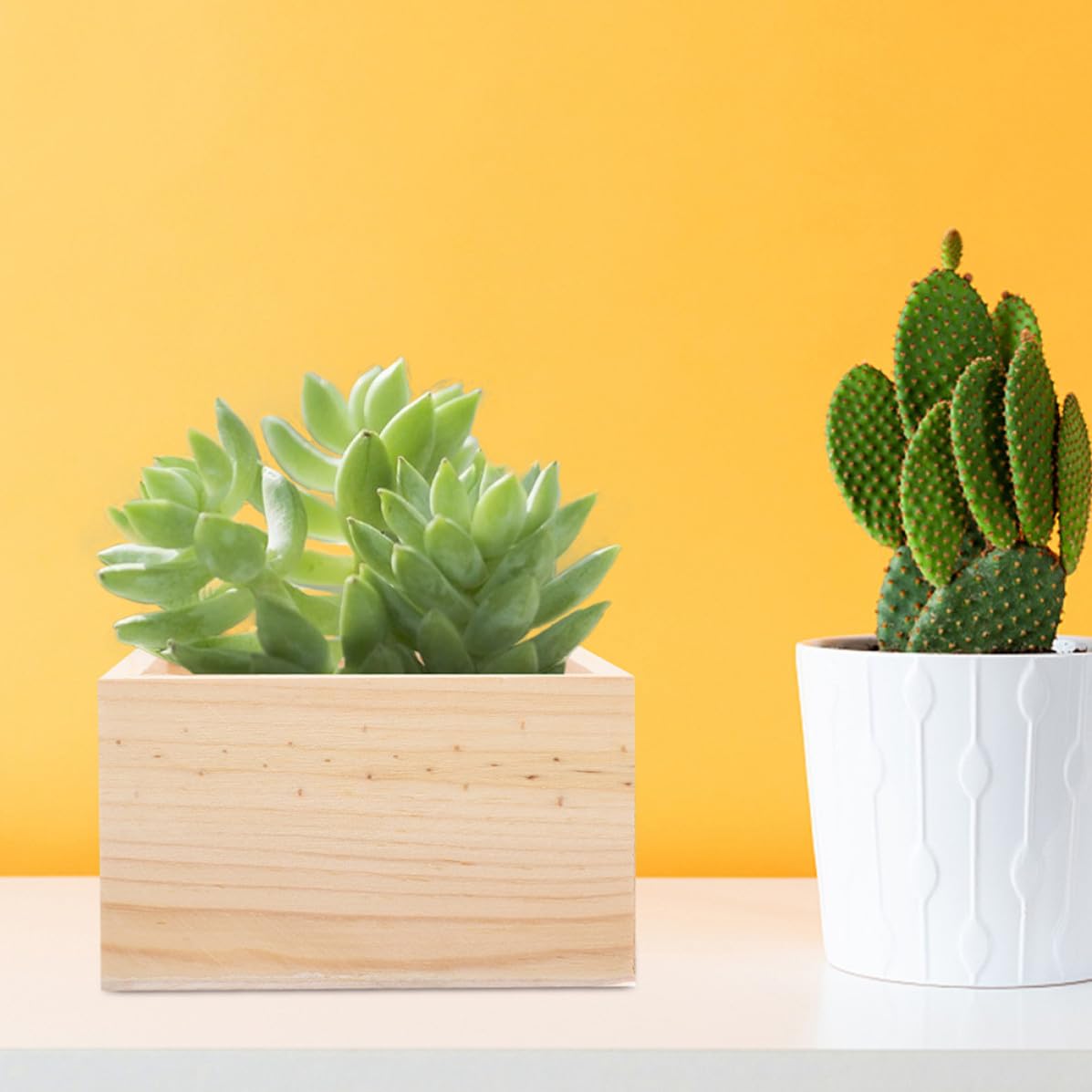Cajas de Madera Cuadradas Multipropósito para Almacenamiento de Joyas Paquete de 4 sin Tapa Textura Resistente Color Caqui para Escritorio y Manualidades
