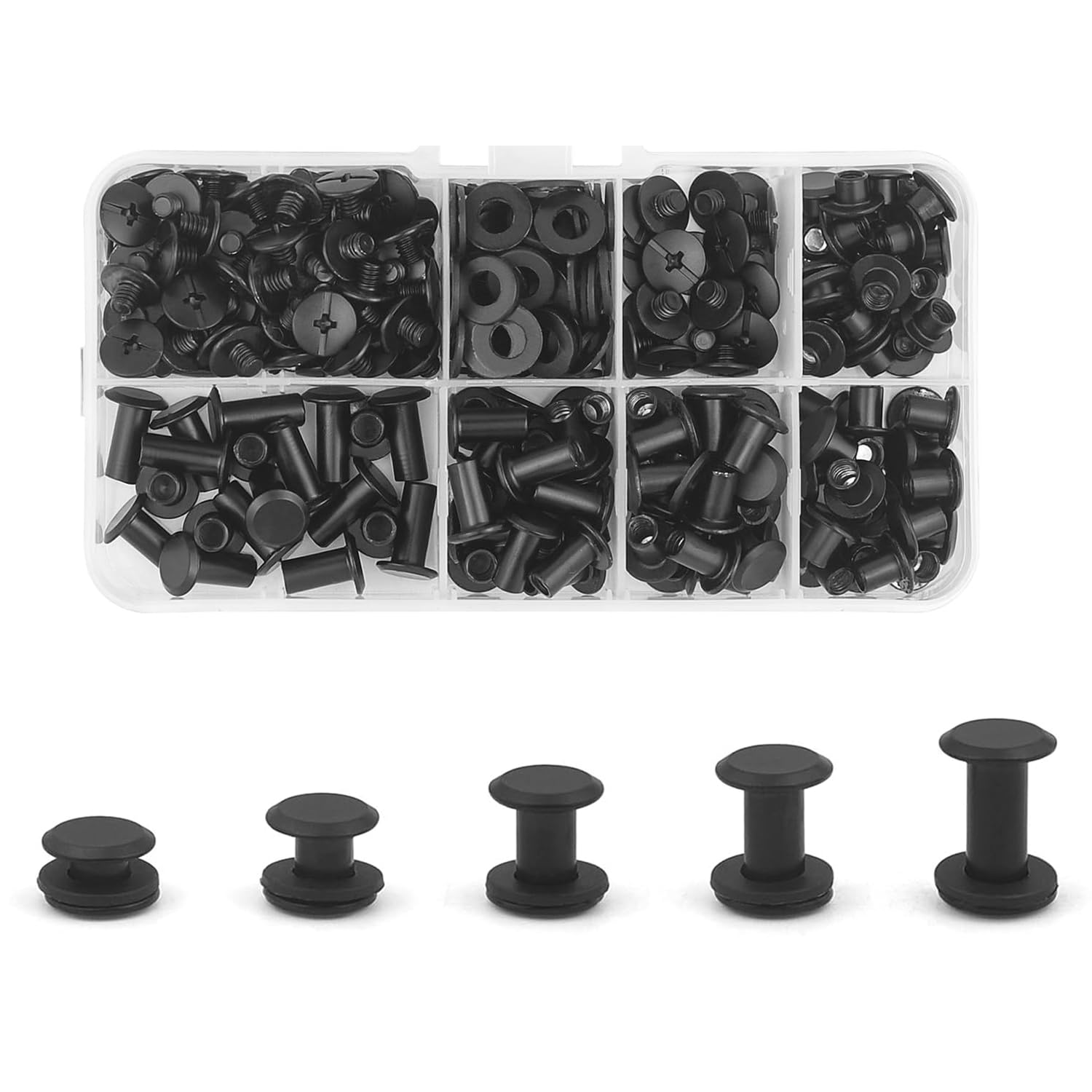 CANGCANG Set 100 Viti Chicago 4/6/8/10/12mm, Kit di Viti a Testa Incrociata per Fissaggio, Cintura in Pelle, Libri Fai Da Te
