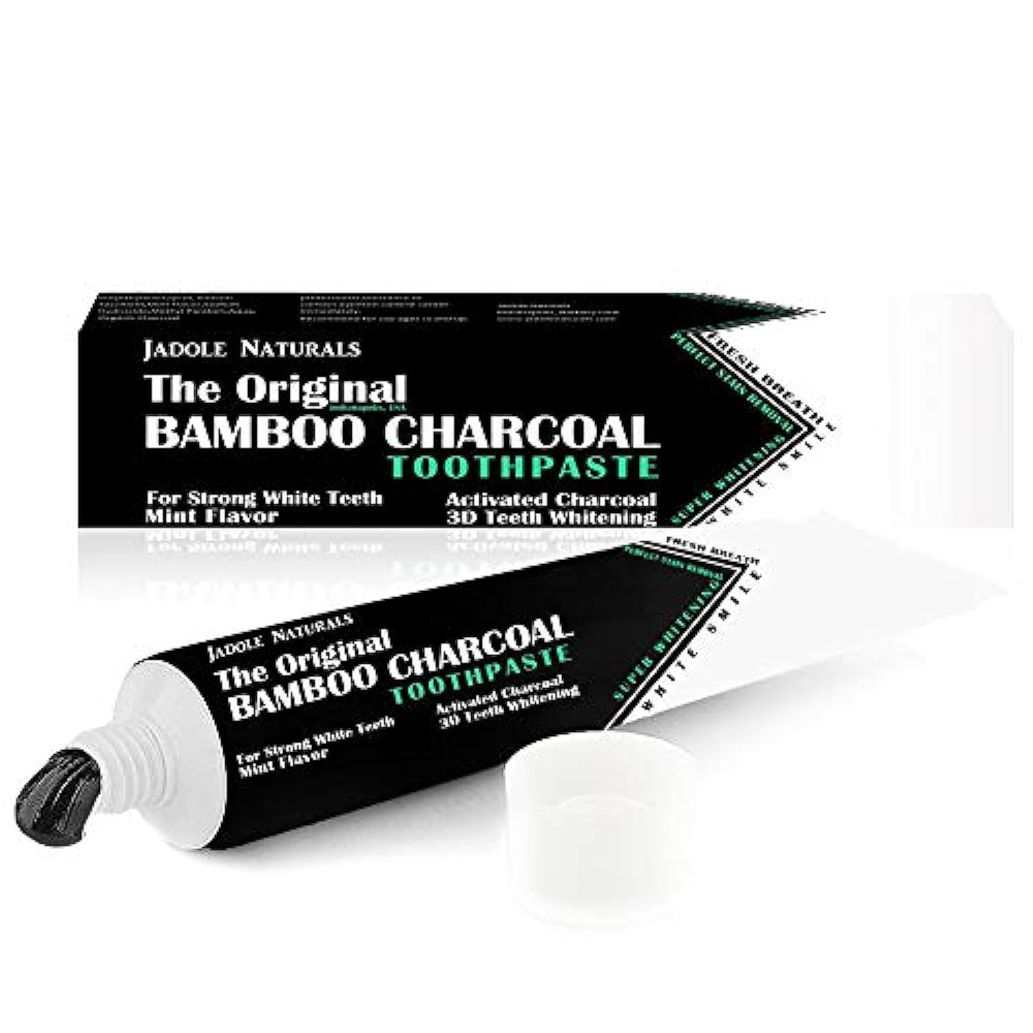 White ACTIVATED CHARCOAL & ORGANIC COCONUT OIL TEETH WHITENING TOOTHPASTE, Best Natural Whitener, Vegan, Fluoride Free, Sulfate Free, Black Tooth Paste COCO ACTIVATED CHARCOAL with 3 Toothbrush