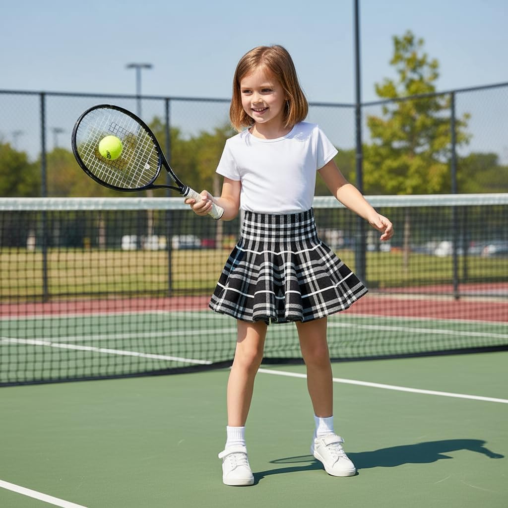 Mesinsefra Little Big Girls' High Waist Knitted Flared Pleated Skirt Casual - Image 3