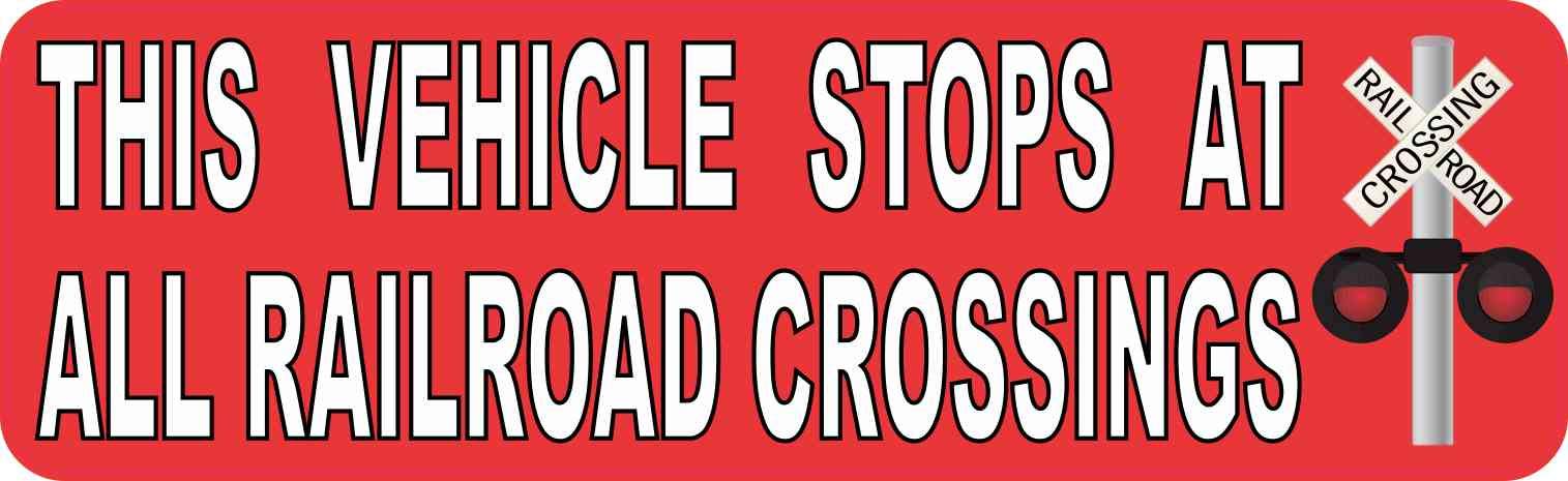 StickerTalk Symbol Vehicle Stops at All Railroad Crossing Vinyl Sticker, 10 inches by 3 inches