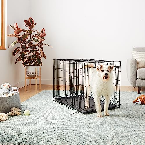 Amazon Basics Portable, Easy to Assemble, Foldable Metal Wire Dog Crate with Removable Tray, Double Door, Divider Panel, Handle, 36" x 23" x 25", Black - Image 7