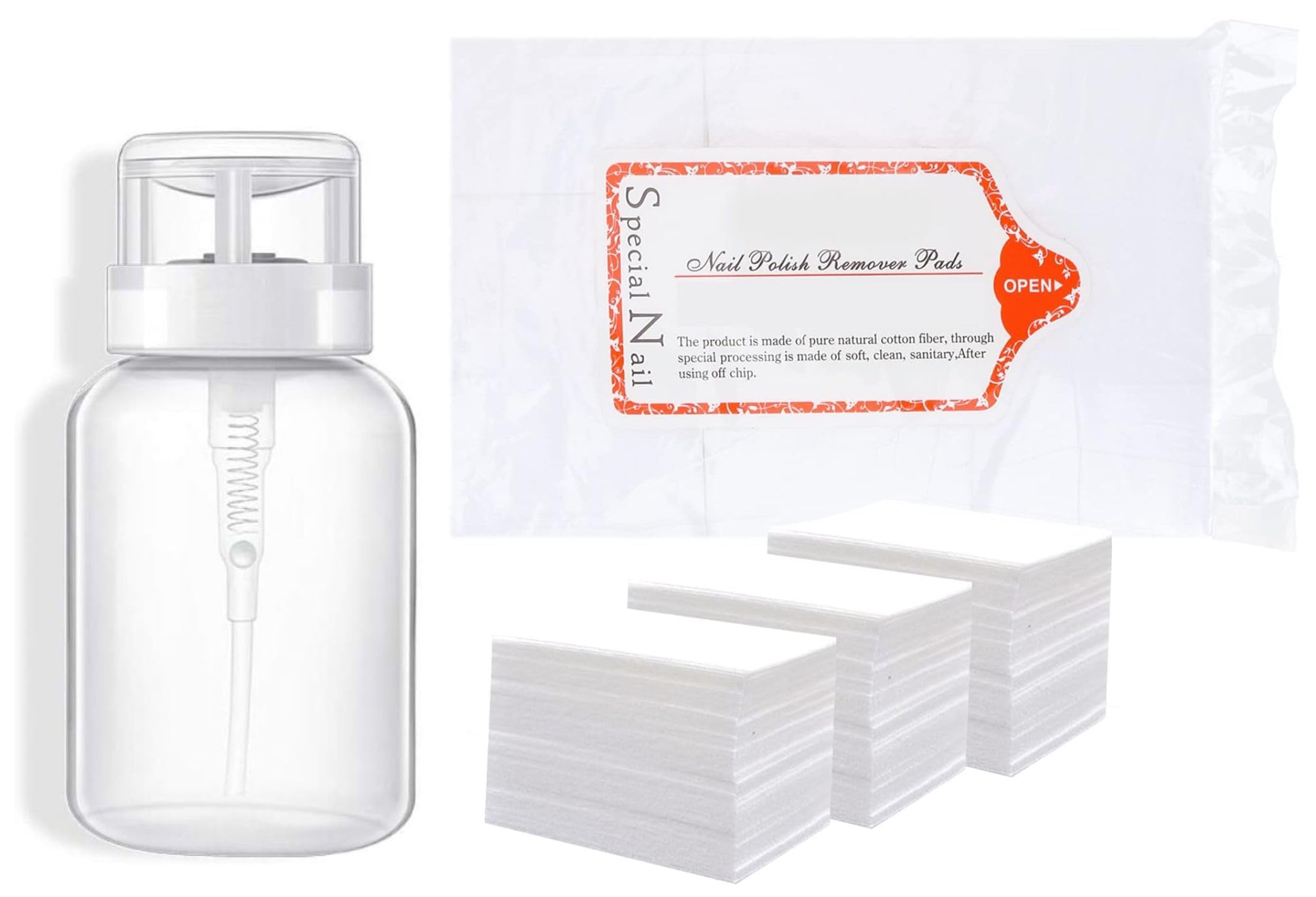 Professional One Acetone Pump Dispenser Bottle with 500 Pcs Lint Free Nail Cotton Wipes Leakproof Refillable Push Down Liquid Dispenser Nail Polish Remover Alcohol Toner Makeup Remover Salon Home Use-image-25