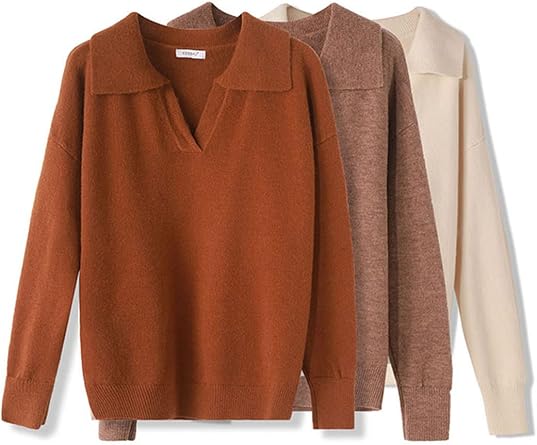 Women Cashmere Sweater Pullover Oversize Collar Sweater Long Sleeve Loose Knit Jumper Pullover