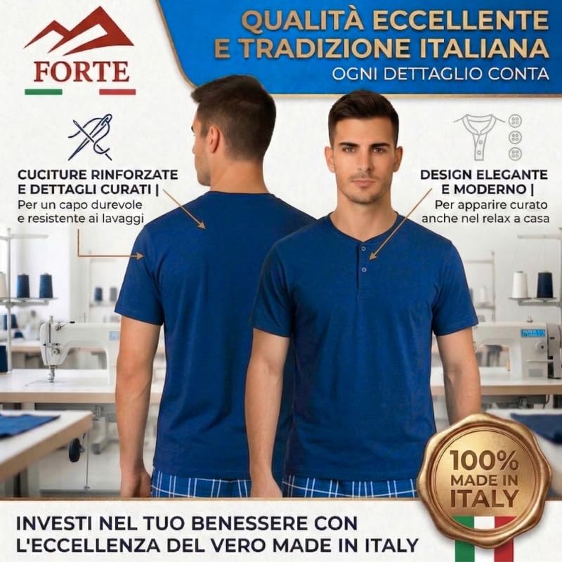 Generico Pigiama Uomo Cotone Leggero Corto, Manica Corta e Pantaloncini (100% Cotone) Pigiama Uomo Estivo Disponibile dalla M alla 3XL - Pigiami 100% Made in Italy